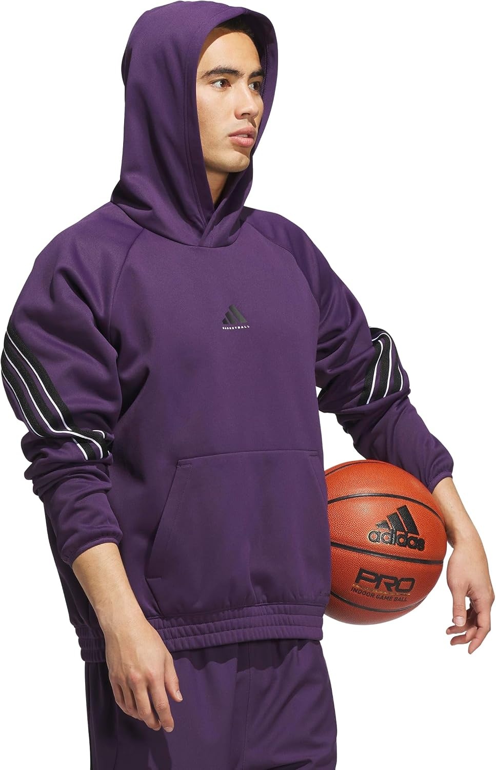 image:imageadidas Mens Select Foundation Fleece Basketball HoodieAurora PlumBlack