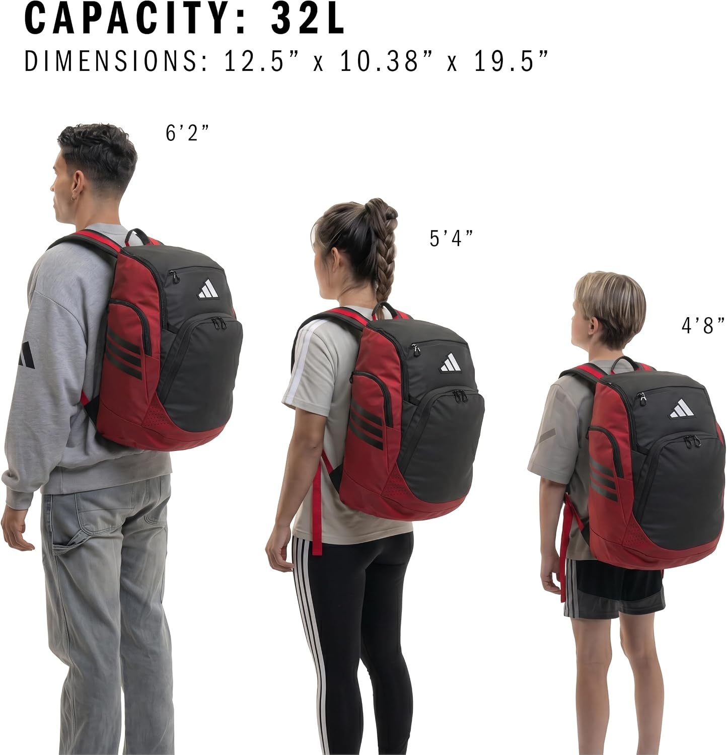 image:imageadidas Select Basketball Backpack 32L Padded Laptop Sleeve Multiple Organizer Pockets WaterBottle Pockets Durable Build School Gym amp Travel ReadyTeam Power Red 2Black