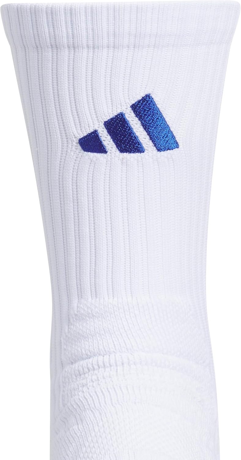 image:imageadidas Select Basketball Socks 1 Pair Unisex 1Pack Cushioned Impact Zones 360Ankle Protection BlisterReducing Build Game amp Practice ReadyWhiteTeam Royal Blue2Crew