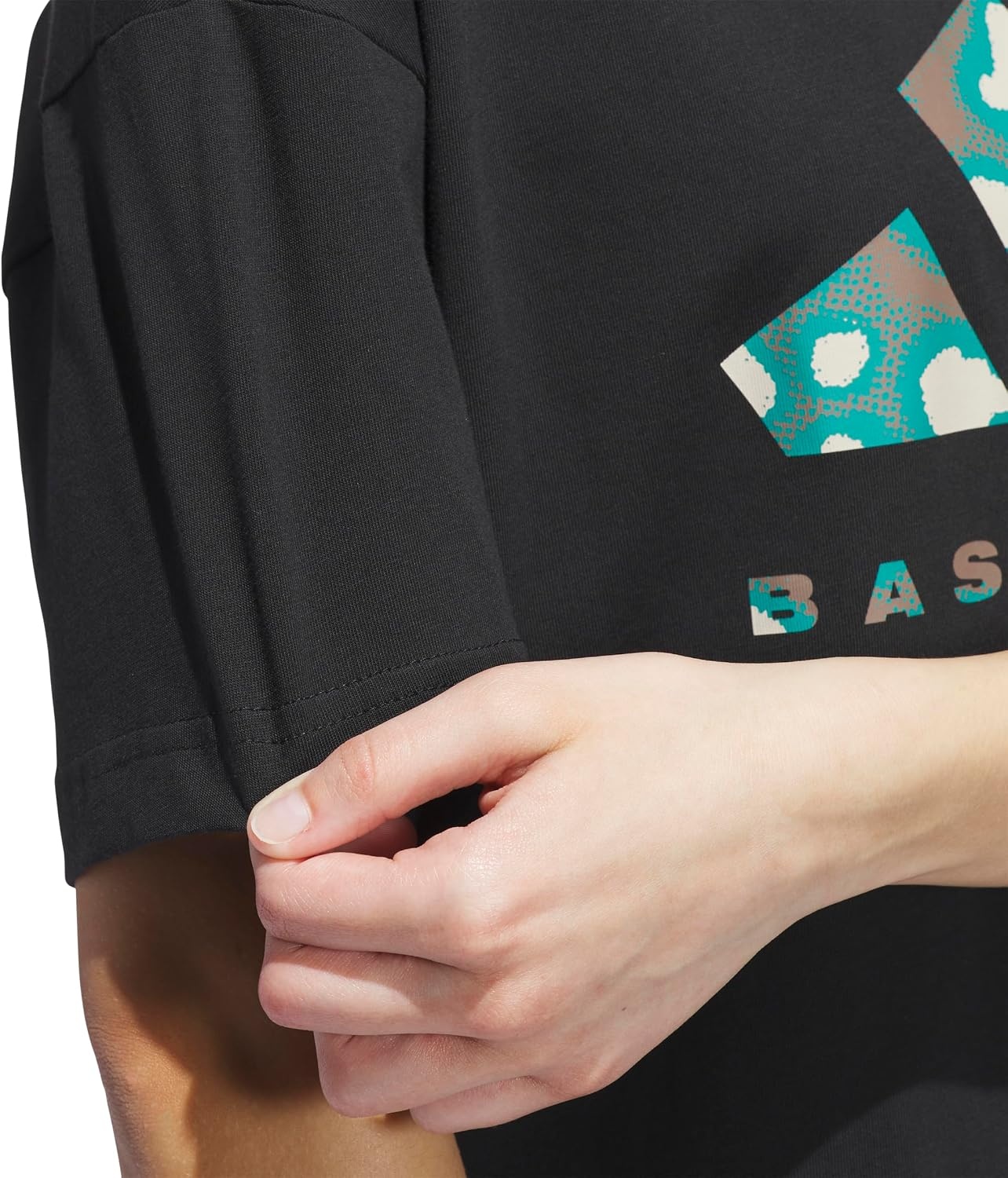 image:imageadidas Womens Basketball Camouflage Logo TShirtBlackPure Teal