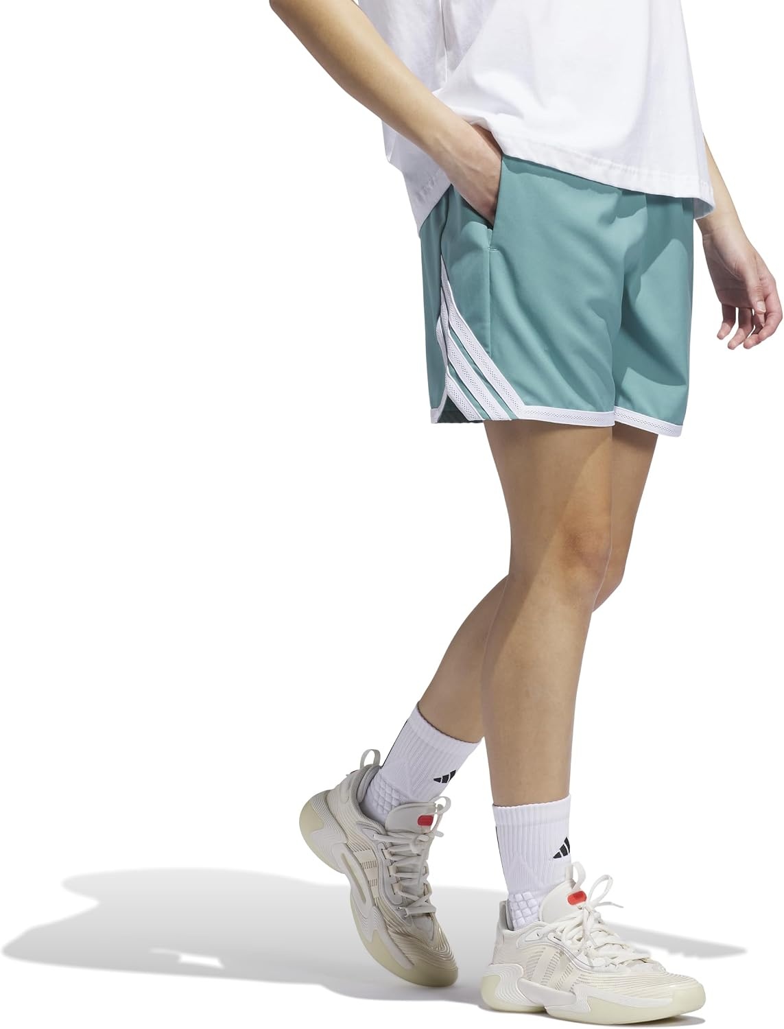 image:imageadidas Womens Crazy Lite Shorts Basketball Casual Bottoms Casual BlackPowder TealWhite