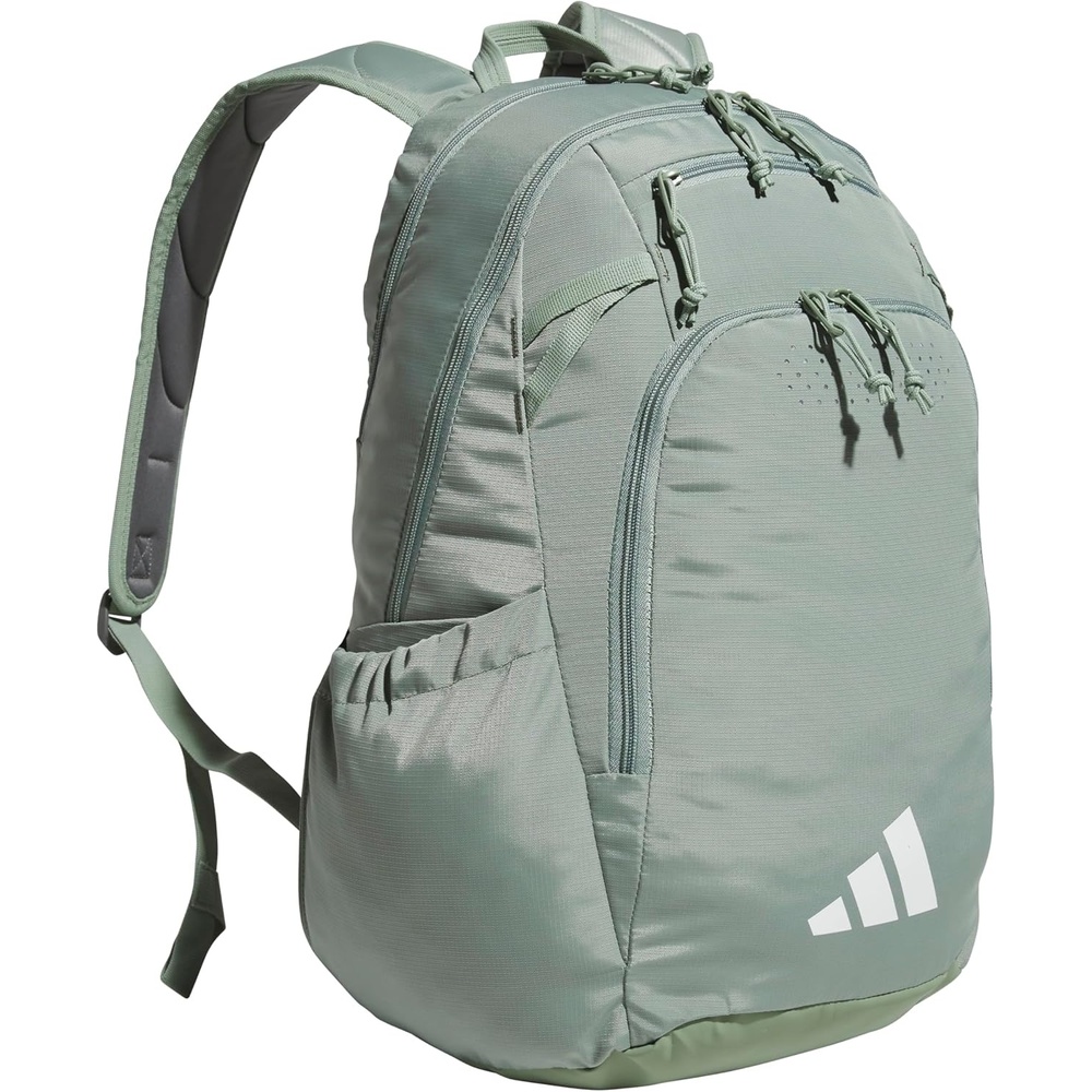 image:imageadidas Defender 5 Backpack Padded 15In Laptop Sleeve WaterBottle Pockets Airs Out Sweaty Shoes Stays Dry On Wet Floors School Gym amp Travel ReadySilver GreenWhite