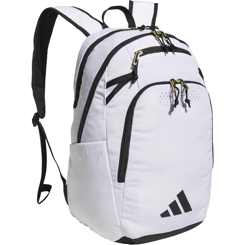 image:imageadidas Defender 5 Backpack Padded 15In Laptop Sleeve WaterBottle Pockets Airs Out Sweaty Shoes Stays Dry On Wet Floors School Gym amp Travel ReadyWhiteGold MetallicBlack