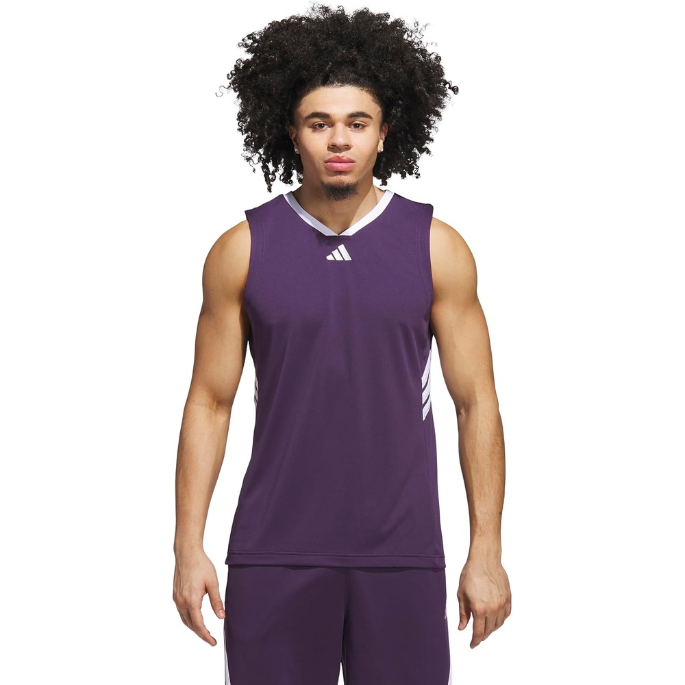 image:imageadidas Mens Basketball Legends 3Stripes Tank TopAurora PlumWhite
