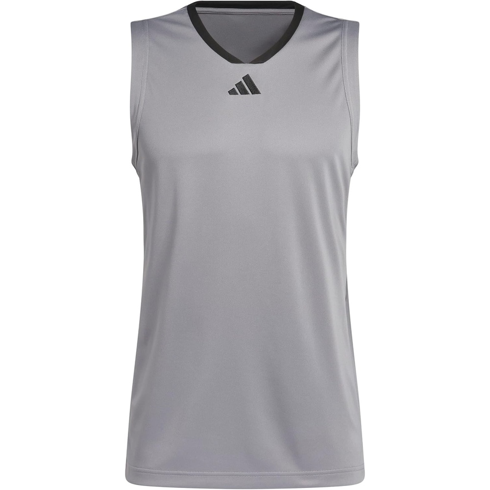 image:imageadidas Mens Basketball Legends 3Stripes Tank TopGrey Three Black