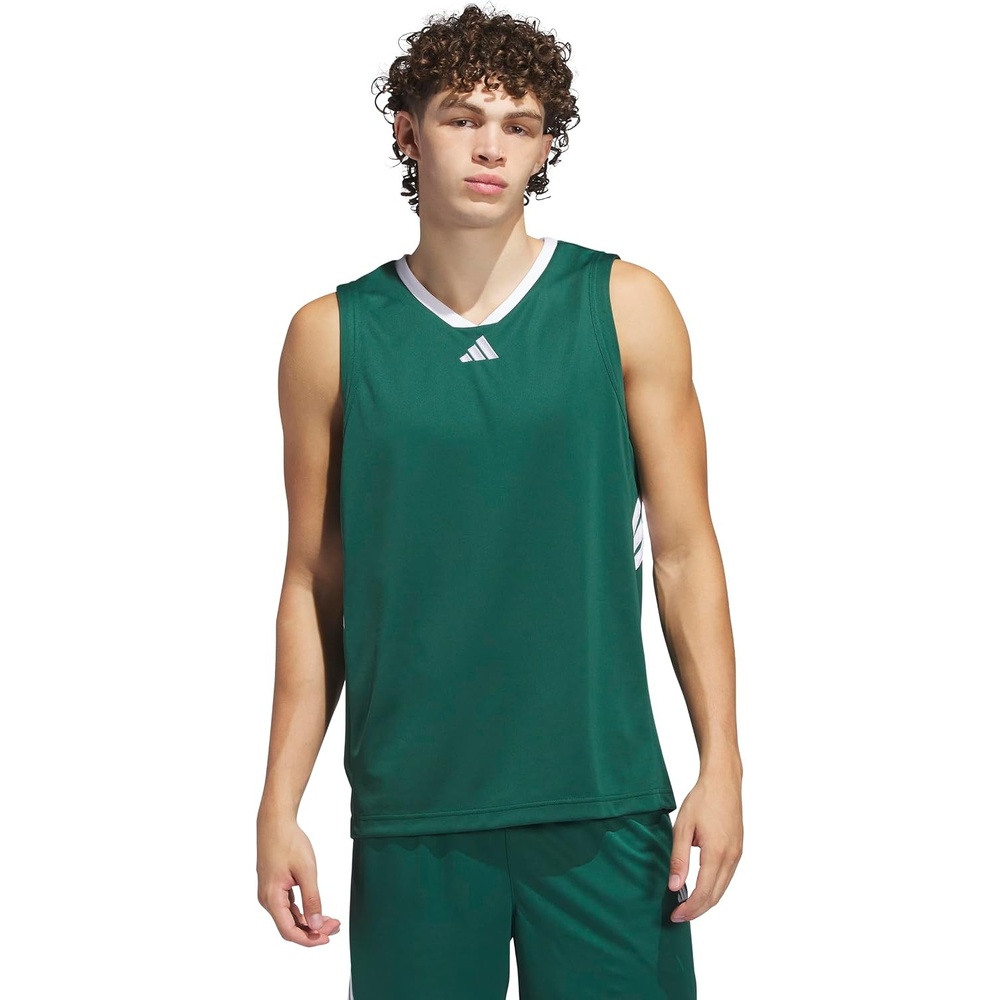 image:imageadidas Mens Basketball Legends 3Stripes Tank TopTeam Dark GreenWhite