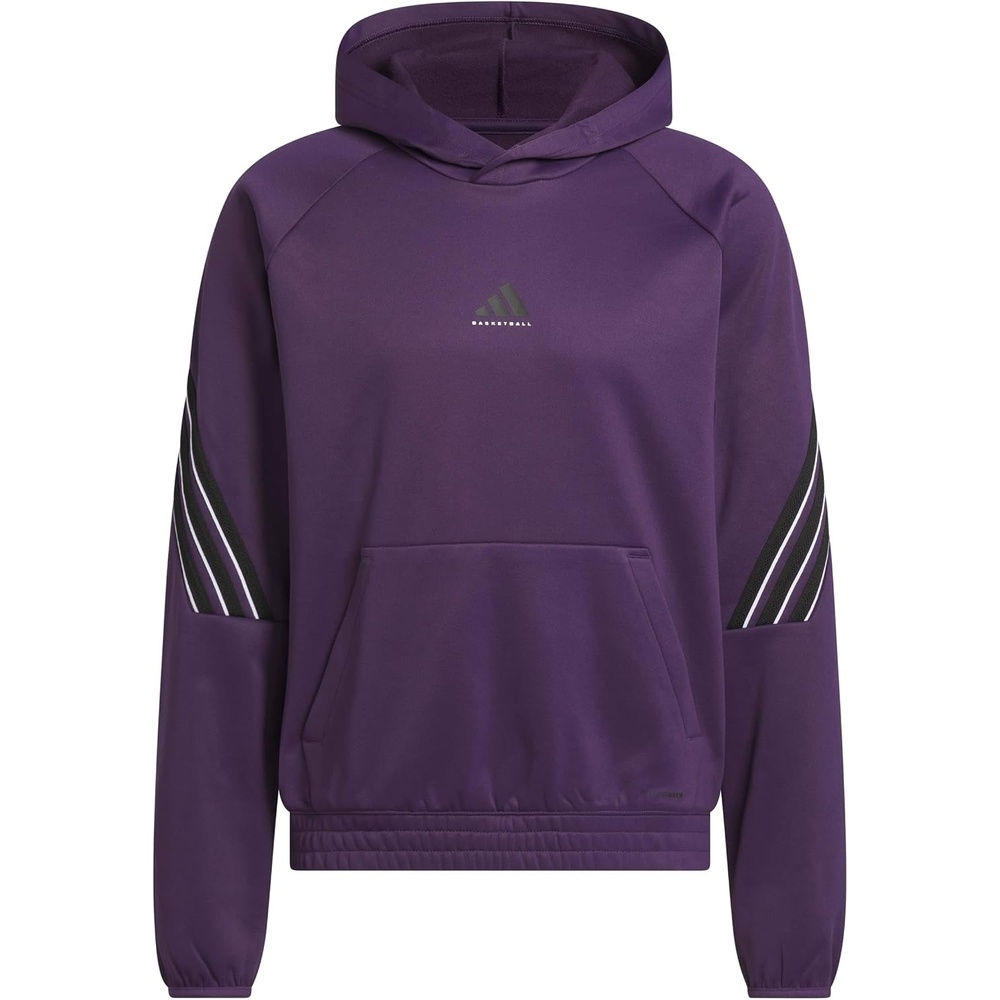 image:imageadidas Mens Select Foundation Fleece Basketball HoodieAurora PlumBlack