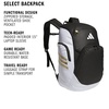 adidas Select Basketball Backpack 32L | Padded Laptop Sleeve, Multiple Organizer Pockets, Water-Bottle Pockets, Durable Build, School Gym & Travel Ready(White/Black/Gold Metallic)