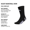 adidas Select Basketball Socks 1 Pair | Unisex, 1-Pack, Cushioned Impact Zones, 360-Ankle Protection, Blister-Reducing Build, Game & Practice Ready(Black/White/1/Crew)
