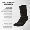 adidas Select Basketball Socks 1 Pair | Unisex, 1-Pack, Cushioned Impact Zones, 360-Ankle Protection, Blister-Reducing Build, Game & Practice Ready(Black/White/Onix Grey/1/Slouch Crew/Crew)