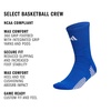 adidas Select Basketball Socks 1 Pair | Unisex, 1-Pack, Cushioned Impact Zones, 360-Ankle Protection, Blister-Reducing Build, Game & Practice Ready(Team Royal Blue/White/1/Crew)