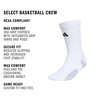 adidas Select Basketball Socks 1 Pair | Unisex, 1-Pack, Cushioned Impact Zones, 360-Ankle Protection, Blister-Reducing Build, Game & Practice Ready(White/Black/1/Crew)