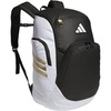 adidas Select Basketball Backpack 32L | Padded Laptop Sleeve, Multiple Organizer Pockets, Water-Bottle Pockets, Durable Build, School Gym & Travel Ready(White/Black/Gold Metallic)