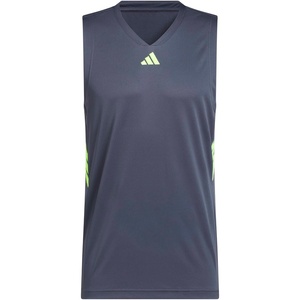 adidas Men’s Basketball Legends 3-Stripes Tank Top(Aurora Onix/Lucid Lemon)
