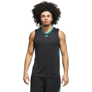 adidas Men’s Basketball Legends 3-Stripes Tank Top(Black/Pure Teal)