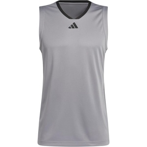 adidas Men’s Basketball Legends 3-Stripes Tank Top(Grey Three / Black)
