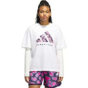 adidas Women’s Basketball Camouflage Logo T-Shirt(White/Silver Violet)