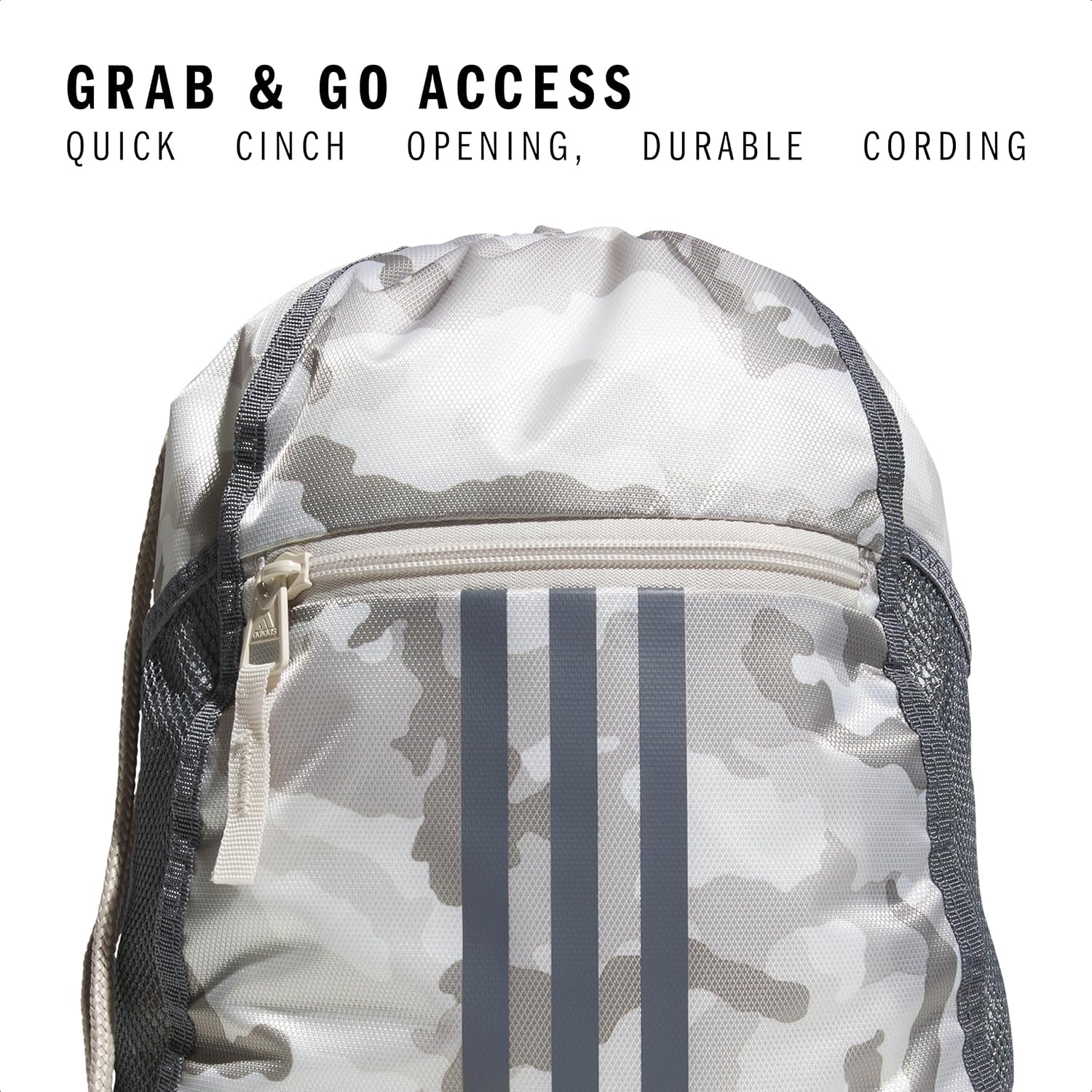 image:imageadidas Alliance Sackpack Drawstring Backpack for Sports Small Gym Bag Black3 OSFACamouflage Wonder BeigeOnix GreyAlumina Beige2