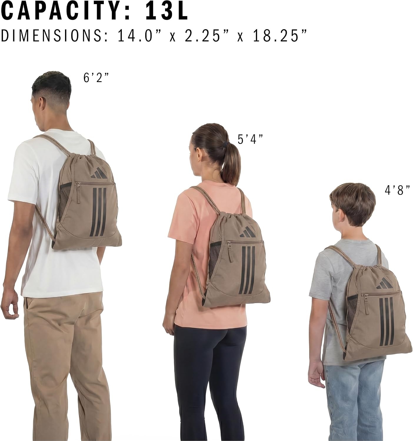 image:imageadidas Alliance Sackpack Drawstring Backpack for Sports Small Gym Bag Black3 OSFAKhaki SixBlack3