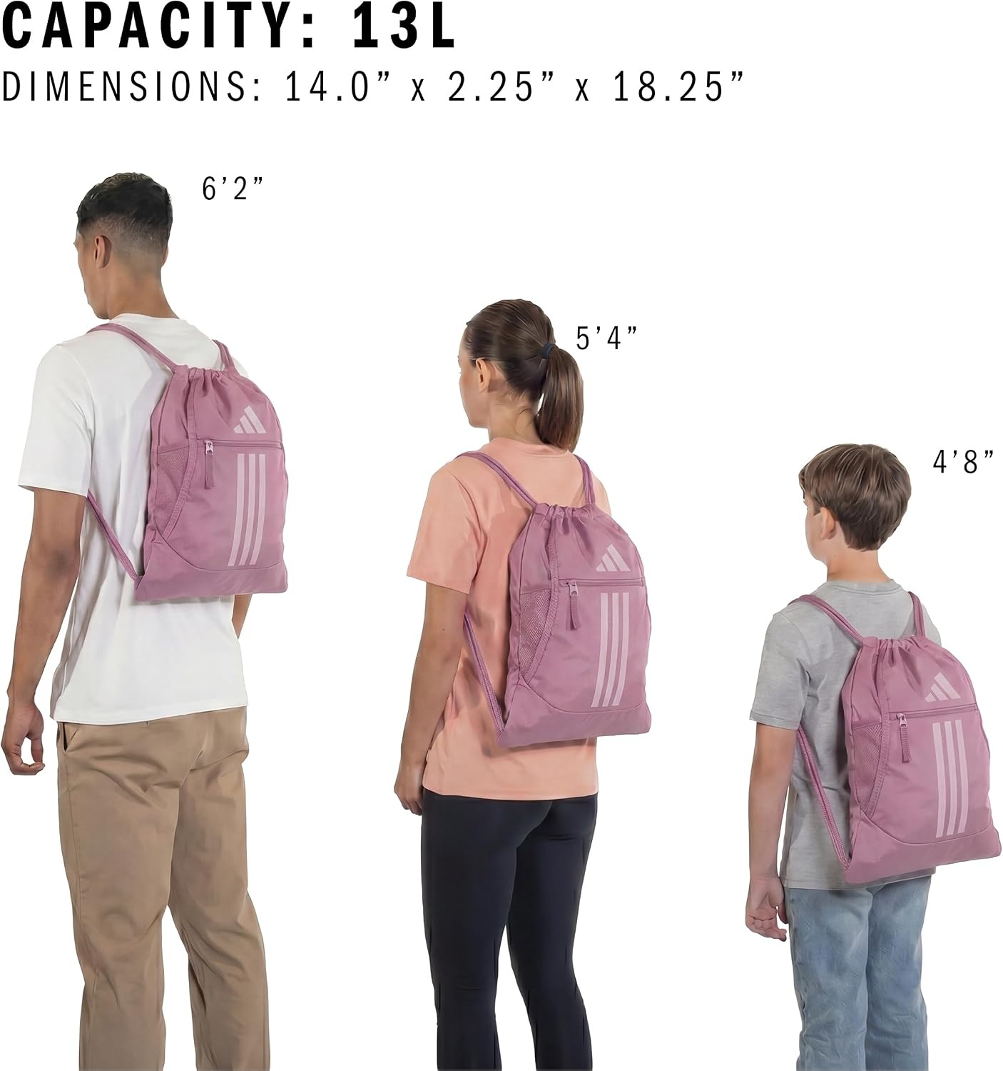 image:imageadidas Alliance Sackpack Drawstring Backpack for Sports Small Gym Bag Black3 OSFAMagic Mauve PurpleDual Lilac Purple3