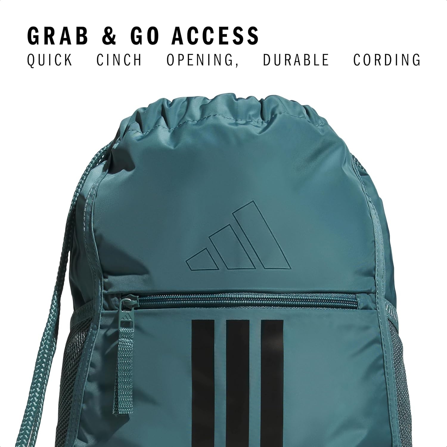 image:imageadidas Alliance Sackpack Drawstring Backpack for Sports Small Gym Bag Black3 OSFAPreloved Teal GreenBlack3