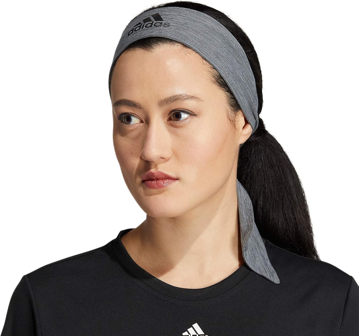 image:imageadidas Alphaskin Tie HeadbandHeather GreyBlackPlus TieTie