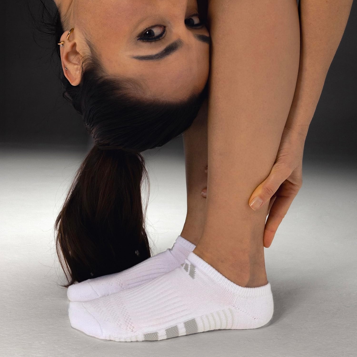 image:imageadidas Cushioned Low Cut Ankle Socks 3Pairs Durable amp Comfortable 3Pack Targeted Cushioning Arch Support Breathable MoistureWicking Reinforced Heel amp Toe AllDay ComfortWhiteClear Onix GreyClear Grey40No Show