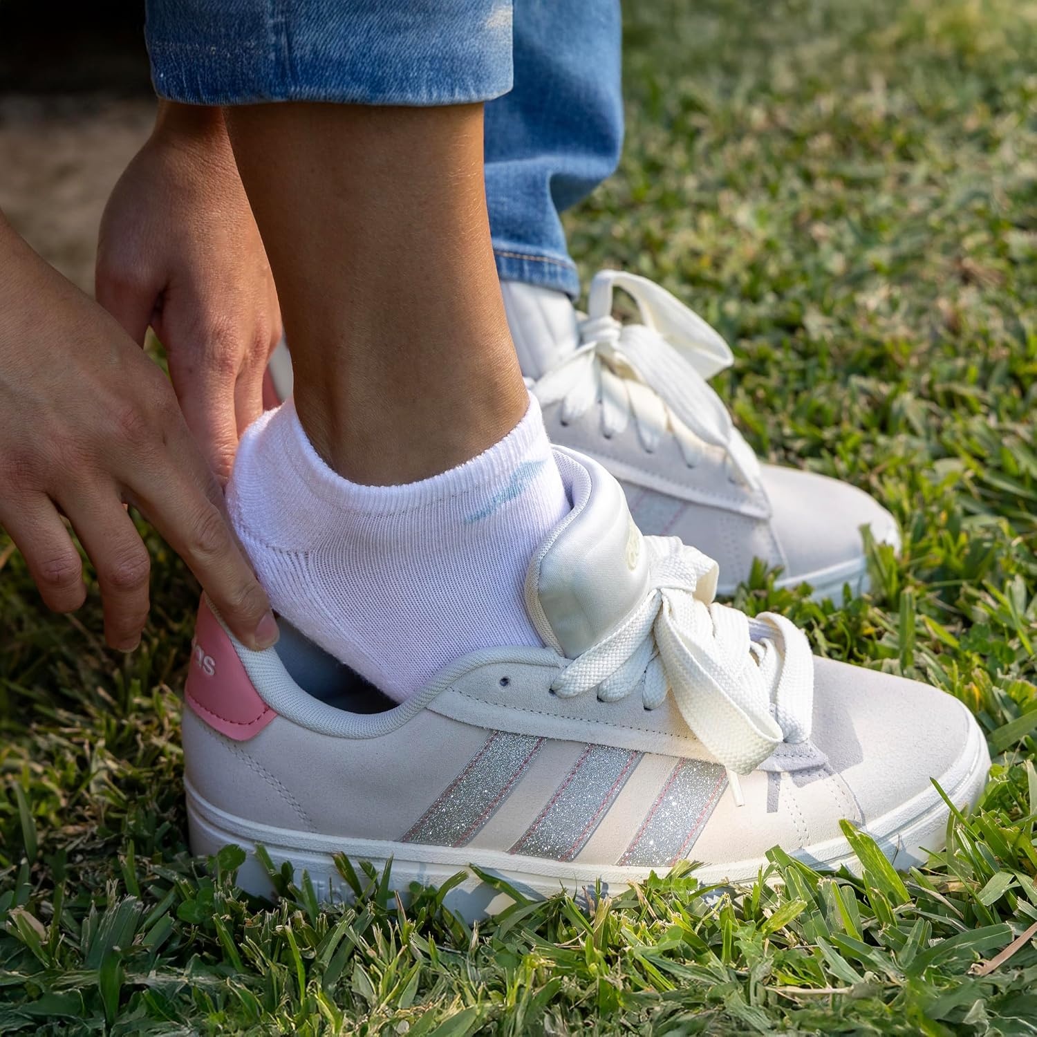 image:imageadidas Cushioned Low Cut Ankle Socks 3Pairs Durable amp Comfortable 3Pack Targeted Cushioning Arch Support Breathable MoistureWicking Reinforced Heel amp Toe AllDay ComfortBlackOnix GreyShock Pink30No Show