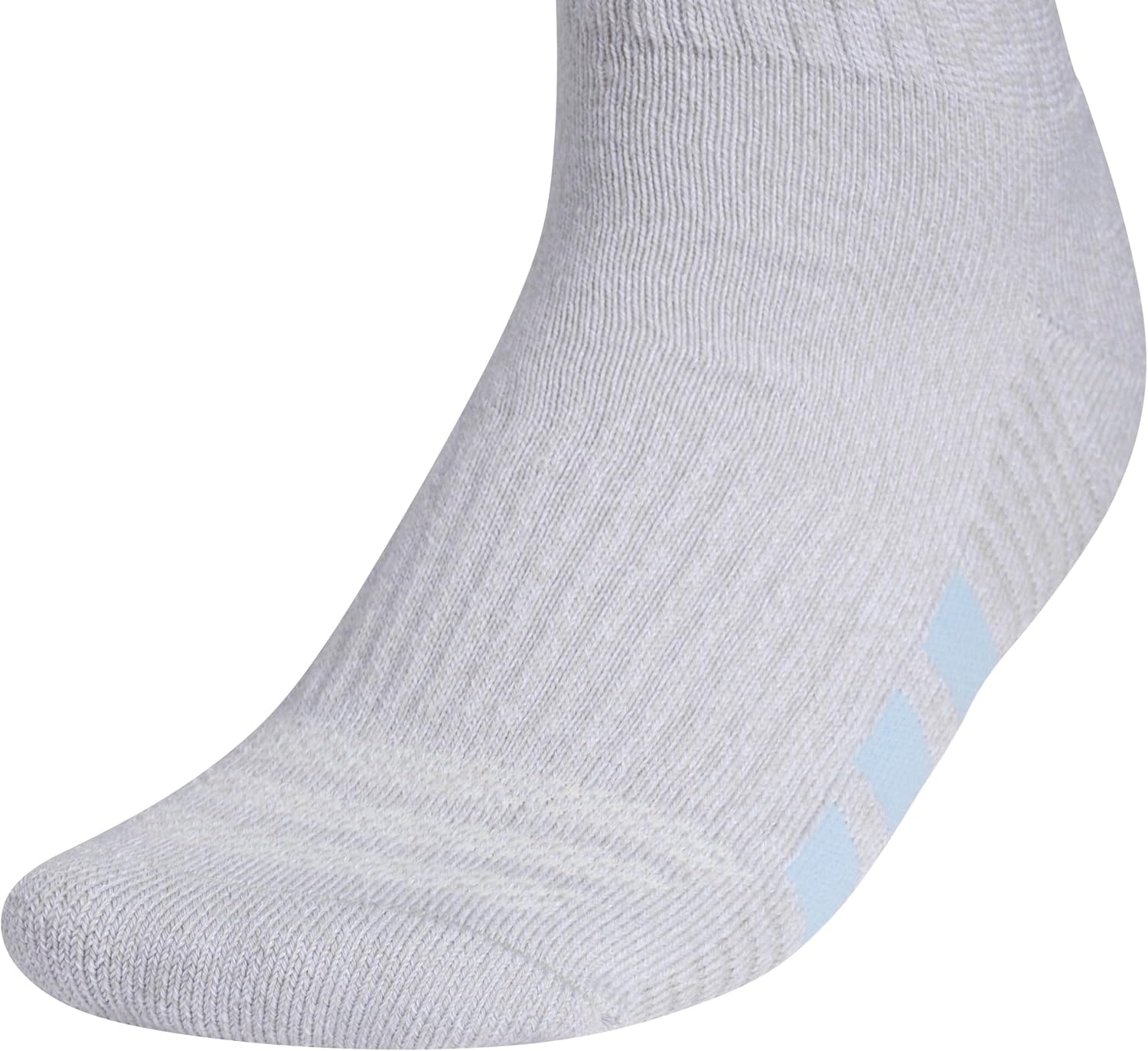 image:imageadidas Cushioned Low Cut Ankle Socks 3Pairs Durable amp Comfortable 3Pack Targeted Cushioning Arch Support Breathable MoistureWicking Reinforced Heel amp Toe AllDay ComfortClear Onix GreyGlow BlueClear Pink40Crew