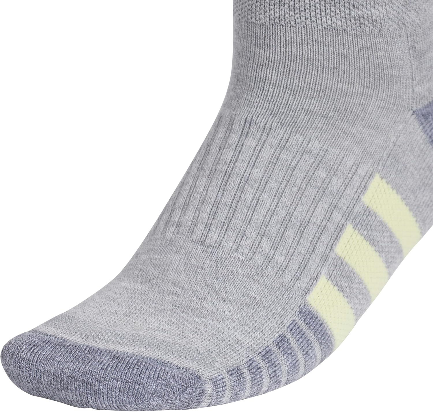 image:imageadidas Cushioned Low Cut Ankle Socks 3Pairs Durable amp Comfortable 3Pack Targeted Cushioning Arch Support Breathable MoistureWicking Reinforced Heel amp Toe AllDay ComfortCool Light HeatherPowder YellowViolet Tone Purple30Quarter