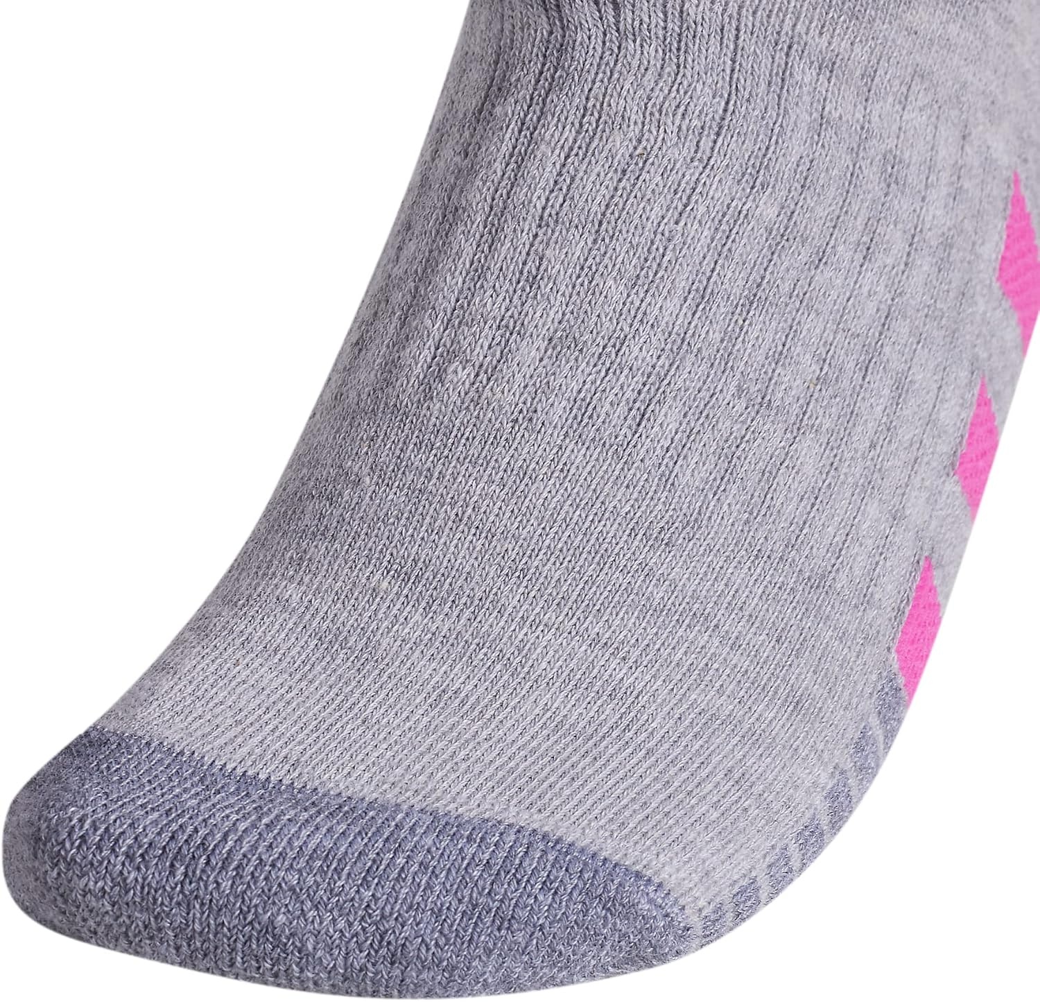 image:imageadidas Cushioned Low Cut Ankle Socks 3Pairs Durable amp Comfortable 3Pack Targeted Cushioning Arch Support Breathable MoistureWicking Reinforced Heel amp Toe AllDay ComfortCool Light HeatherLucid Fuchsia PinkBlue Fusion30Crew