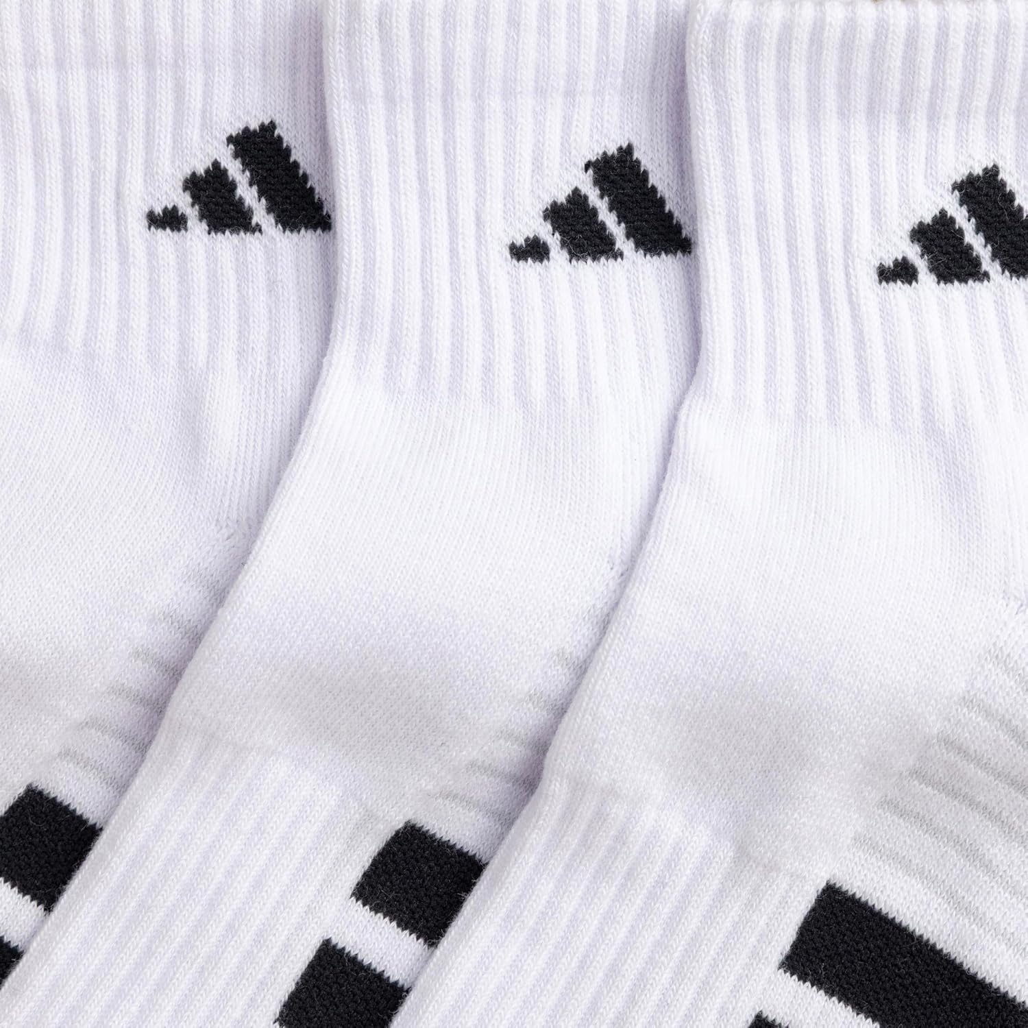 image:imageadidas Cushioned Low Cut Ankle Socks 3Pairs Durable amp Comfortable 3Pack Targeted Cushioning Arch Support Breathable MoistureWicking Reinforced Heel amp Toe AllDay ComfortWhiteBlackClear Grey40Quarter