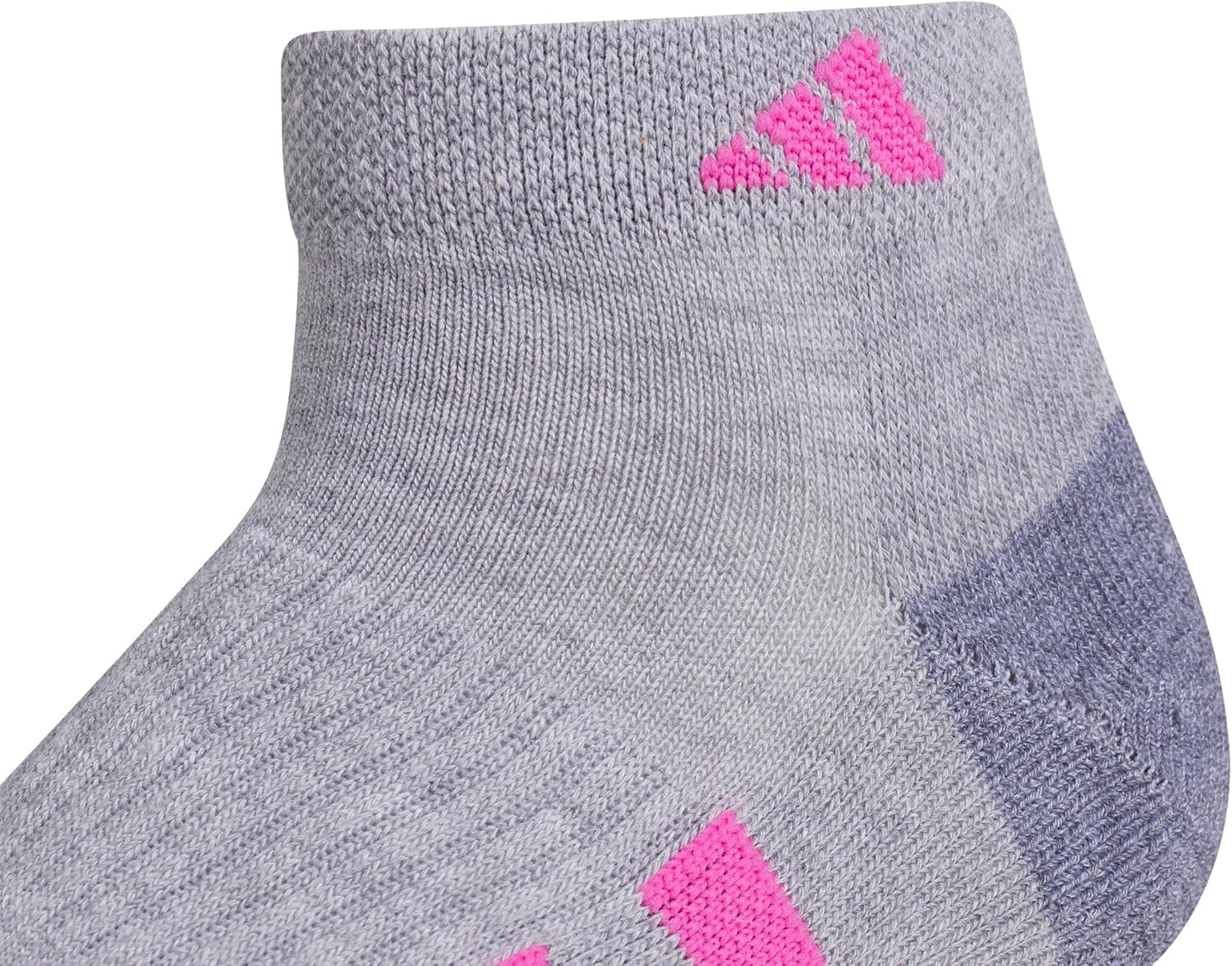 image:imageadidas Cushioned Low Cut Ankle Socks 3Pairs Durable amp Comfortable 3Pack Targeted Cushioning Arch Support Breathable MoistureWicking Reinforced Heel amp Toe AllDay ComfortCool Light HeatherLucid Fuchsia PinkBlue Fusion30Low Cut