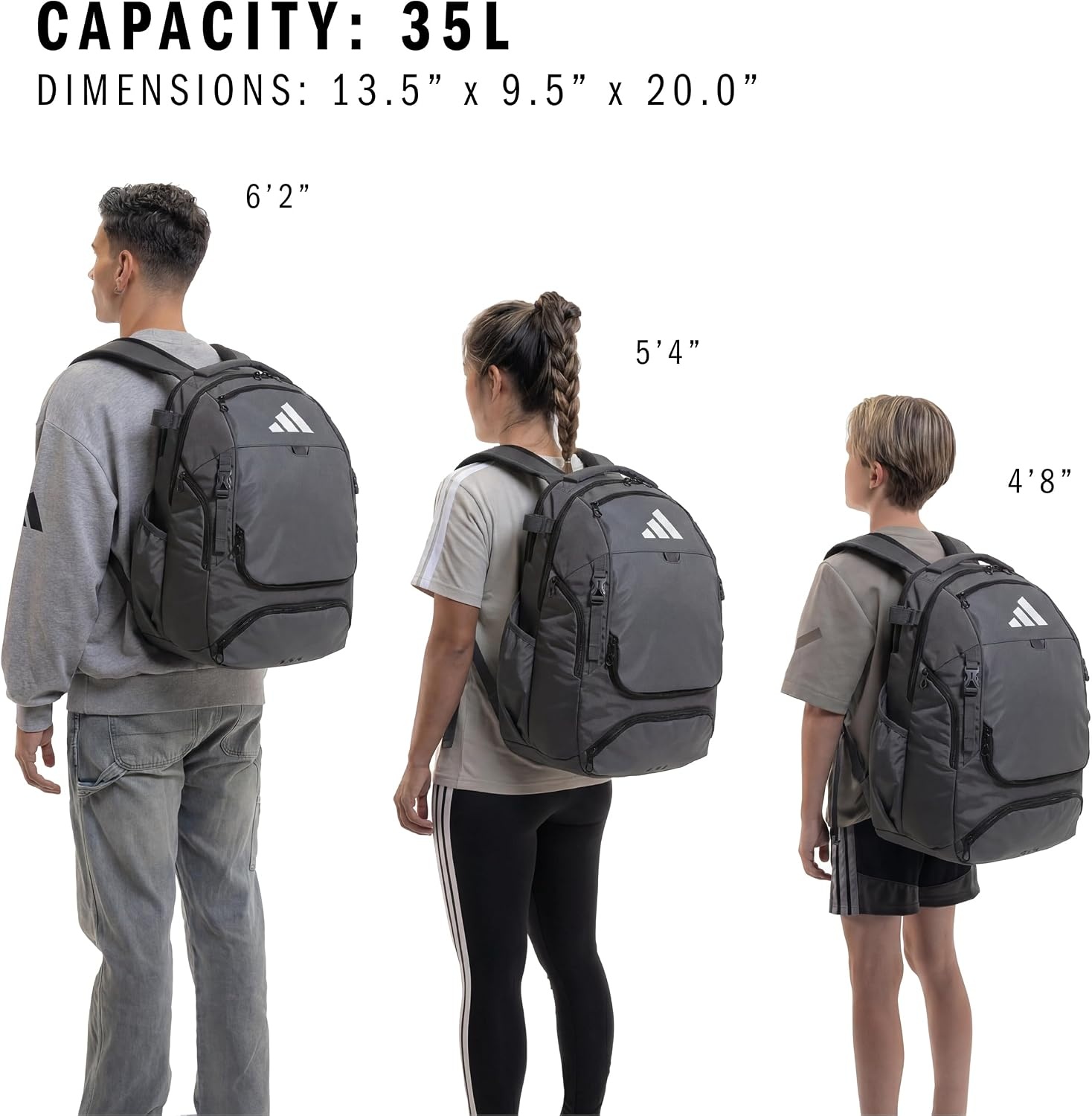 image:imageadidas Dugout Baseball amp Softball Backpack 35L Hidden Helmet Pouch Adjustable Velcro Bat Straps Fence Hook Glove Straps Game amp Practice ReadyTeam Dark Grey