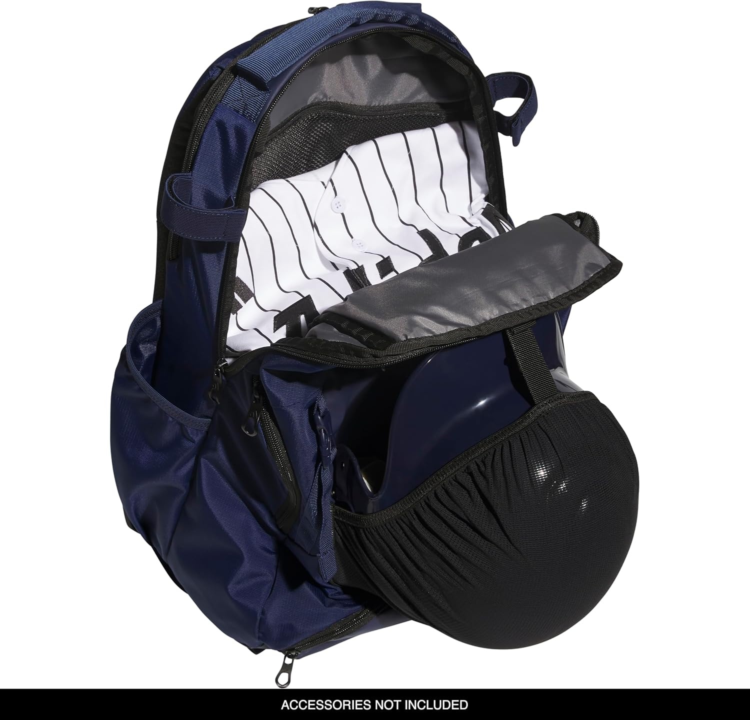 image:imageadidas Dugout Baseball amp Softball Backpack 35L Hidden Helmet Pouch Adjustable Velcro Bat Straps Fence Hook Glove Straps Game amp Practice ReadyTeam Navy Blue 2
