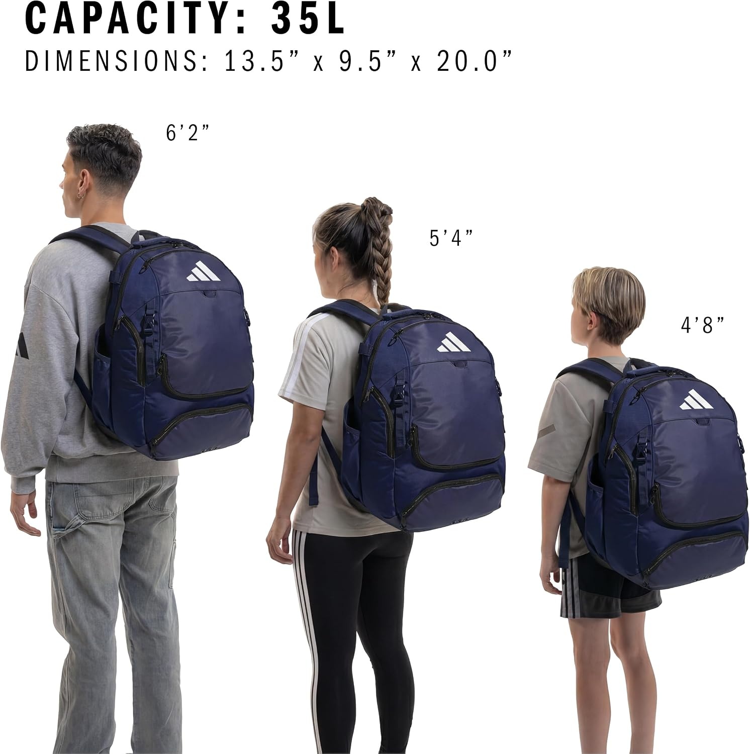 image:imageadidas Dugout Baseball amp Softball Backpack 35L Hidden Helmet Pouch Adjustable Velcro Bat Straps Fence Hook Glove Straps Game amp Practice ReadyTeam Navy Blue 2