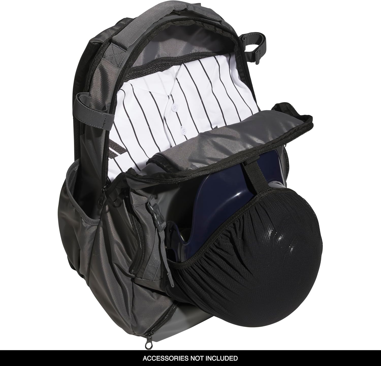 image:imageadidas Dugout Baseball amp Softball Backpack 35L Hidden Helmet Pouch Adjustable Velcro Bat Straps Fence Hook Glove Straps Game amp Practice ReadyTeam Dark Grey