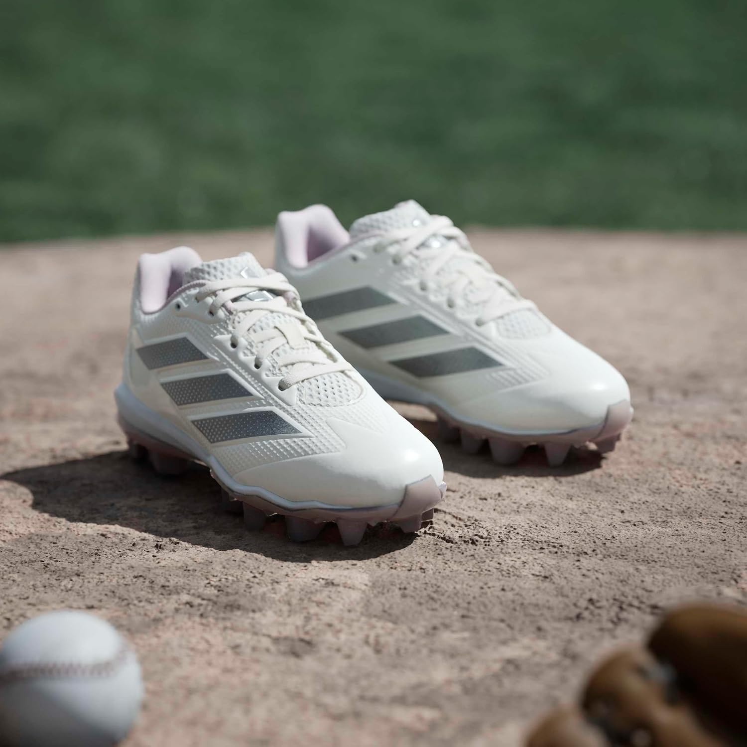 image:imageadidas Kids Adizero Instinct 20 Molded Softball ShoeChalk WhiteSilver MetallicClear Pink