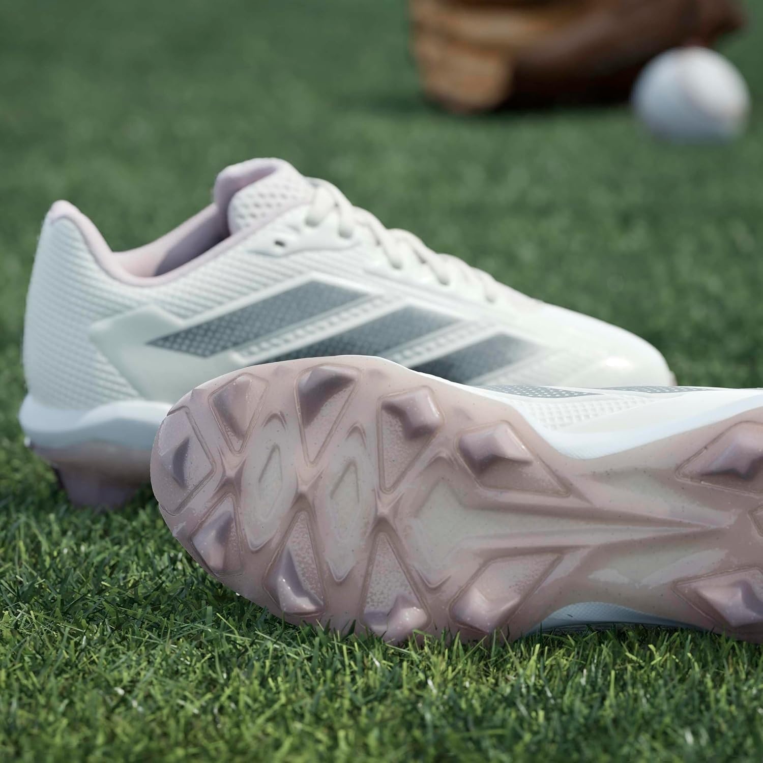 image:imageadidas Kids Adizero Instinct 20 Molded Softball ShoeChalk WhiteSilver MetallicClear Pink
