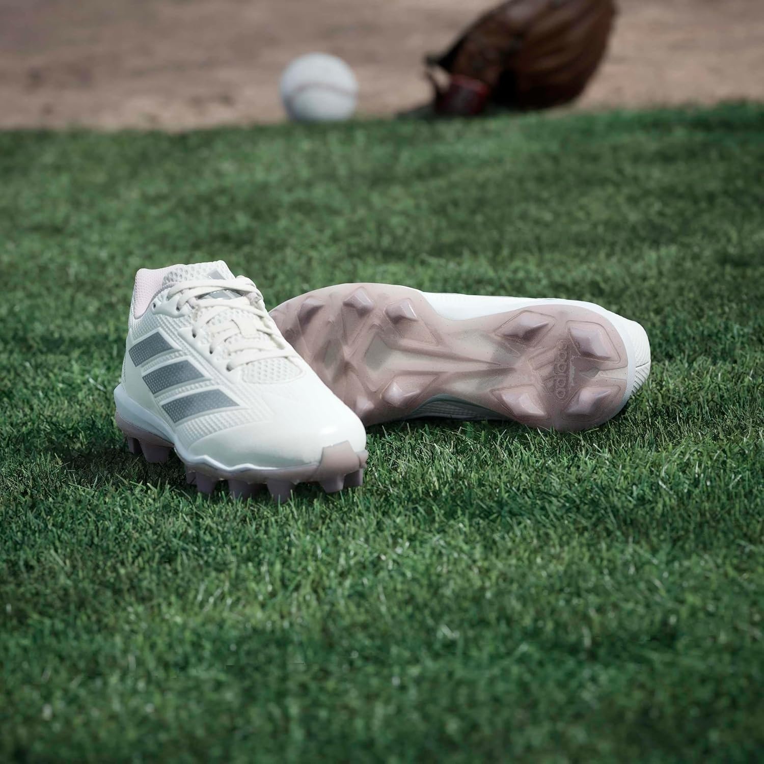 image:imageadidas Kids Adizero Instinct 20 Molded Softball ShoeChalk WhiteSilver MetallicClear Pink