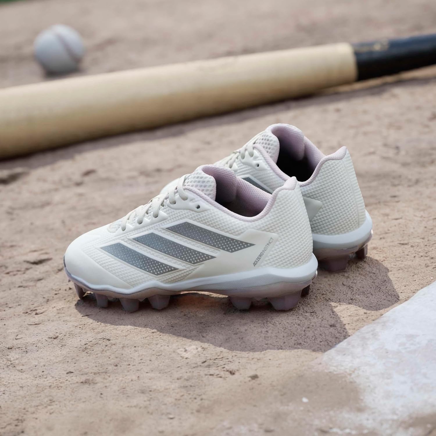image:imageadidas Kids Adizero Instinct 20 Molded Softball ShoeChalk WhiteSilver MetallicClear Pink