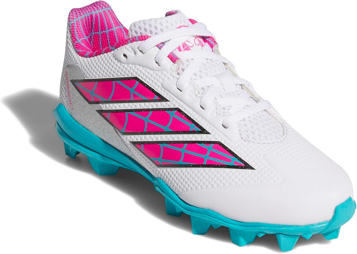 image:imageadidas Kids Adizero Instinct 20 Molded Softball ShoeWhiteShock PinkLucid Aquamarine