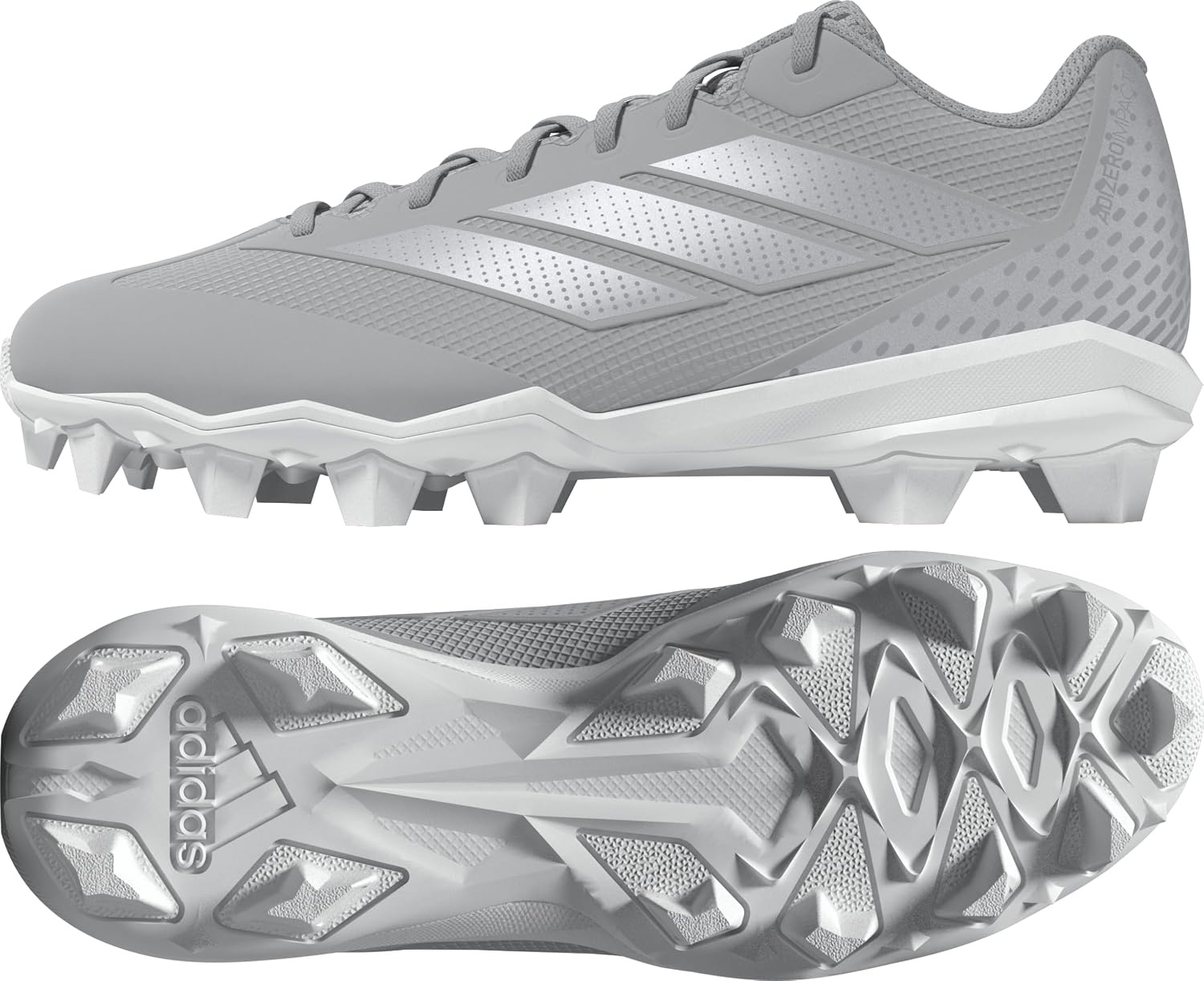 image:imageadidas Mens Adizero Impact 20 Molded Baseball ShoeTeam Light GreySilver MetallicWhite