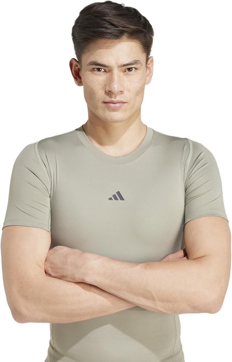 image:imageadidas Mens Techfit Compression Casual Tops Casual BlackSilver Pebble