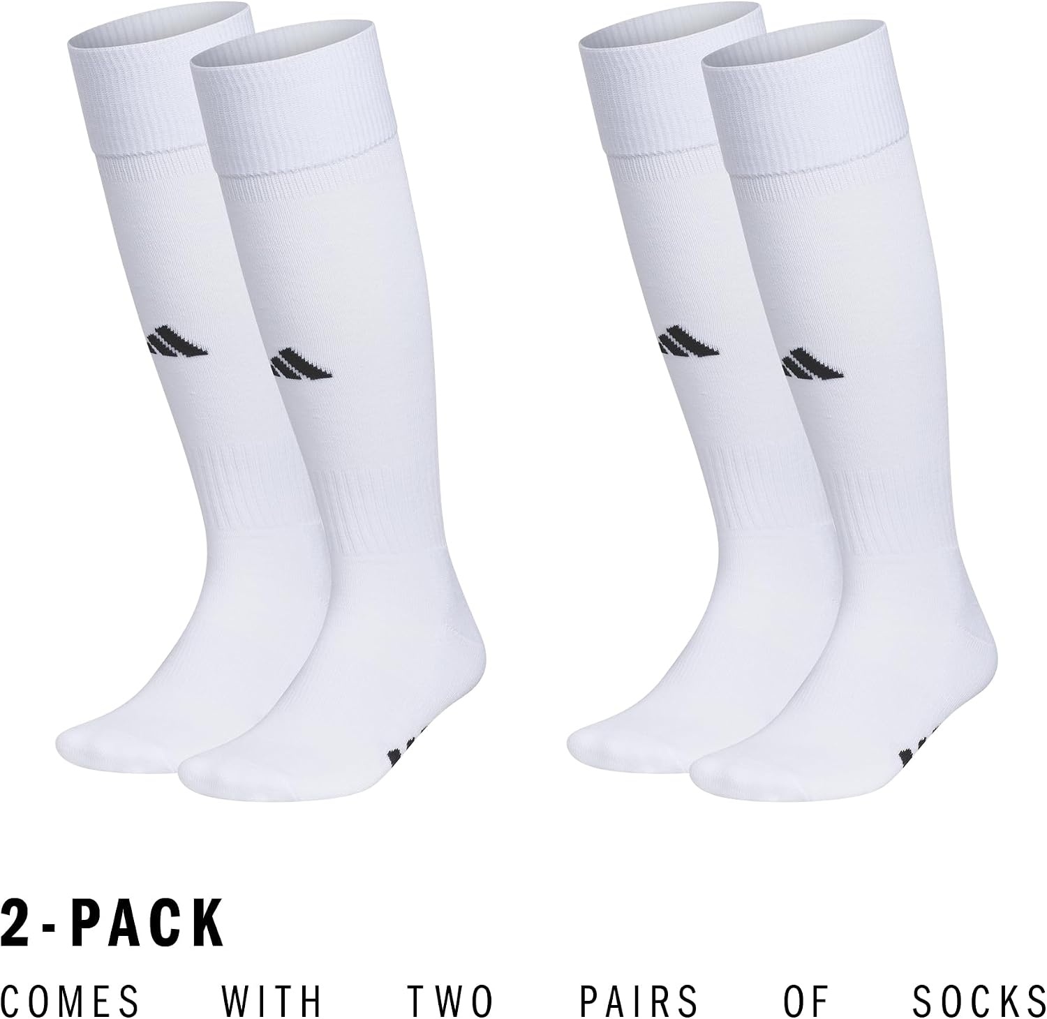 image:imageadidas Rivalry OvertheCalf Soccer Socks 2 Pairs Unisex 2Pack Cushioned Impact Zones Arch amp Ankle Support Secure Compression OverTheCalf Fit Game amp Practice ReadyWhiteBlack2