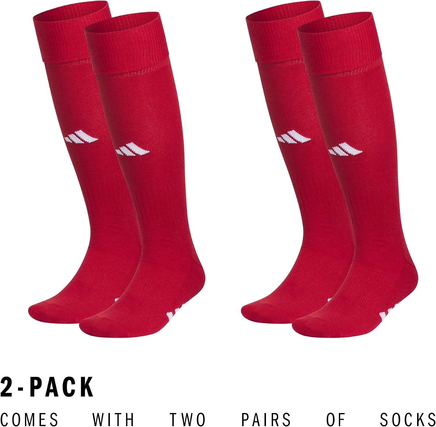 image:imageadidas Rivalry OvertheCalf Soccer Socks 2 Pairs Unisex 2Pack Cushioned Impact Zones Arch amp Ankle Support Secure Compression OverTheCalf Fit Game amp Practice ReadyTeam Power RedWhite2
