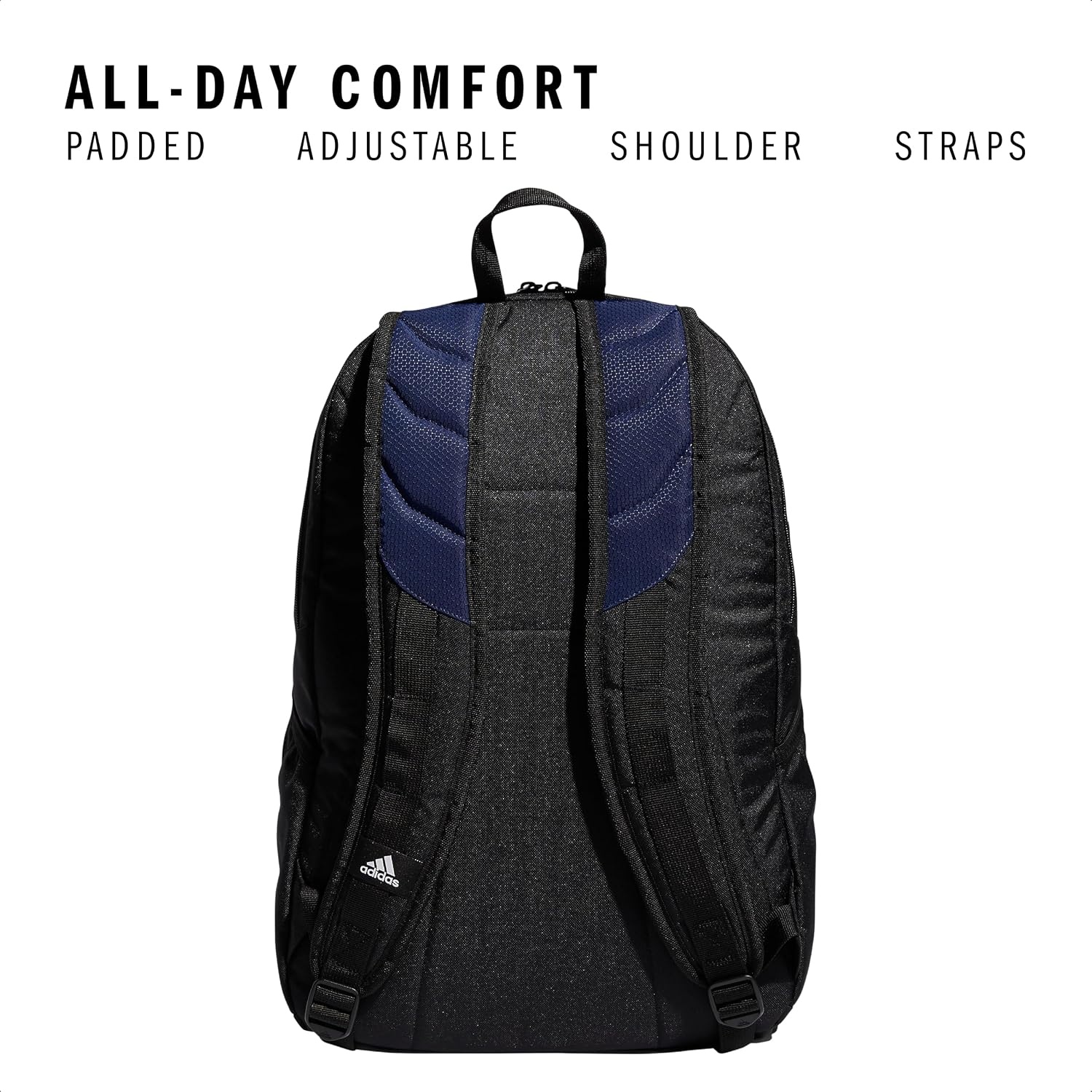 image:imageadidas Stadium Soccer Backpack 36L Padded Laptop Sleeve Holds A Size 5 Ball Vented Gear Pocket Stays Dry On Wet Fields School Gym amp Travel ReadyTeam Navy Blue3