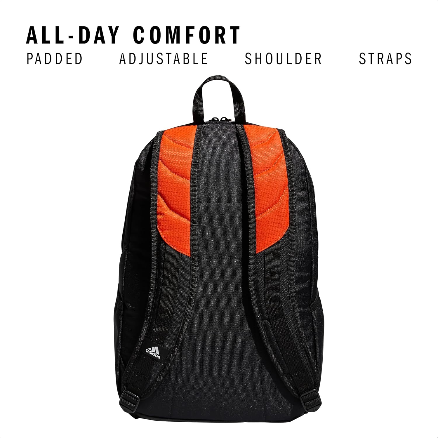 image:imageadidas Stadium Soccer Backpack 36L Padded Laptop Sleeve Holds A Size 5 Ball Vented Gear Pocket Stays Dry On Wet Fields School Gym amp Travel ReadyTeam Orange3