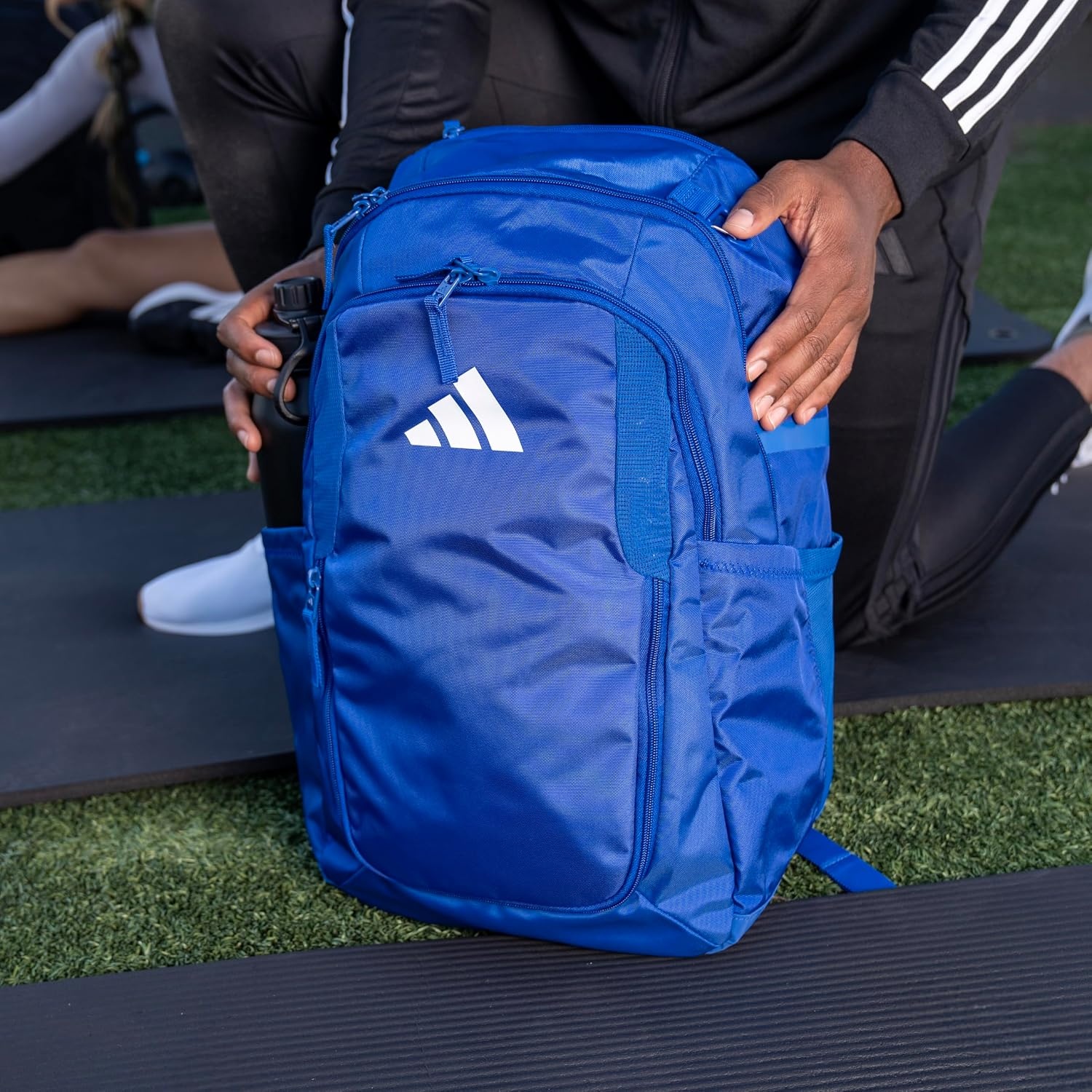 image:imageadidas Stadium Soccer Backpack 36L Padded Laptop Sleeve Holds A Size 5 Ball Vented Gear Pocket Stays Dry On Wet Fields School Gym amp Travel ReadyTeam Dark Green4