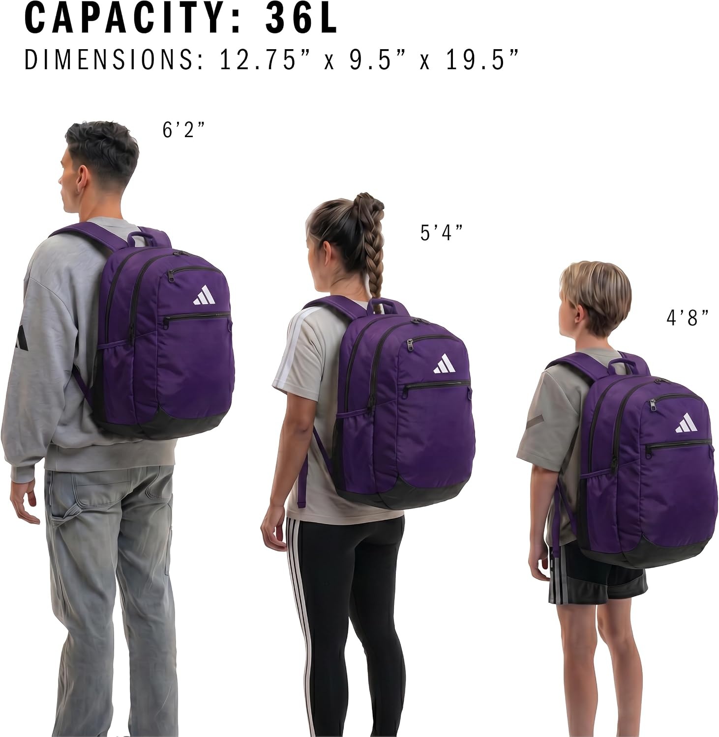 image:imageadidas Striker 3 Team Sports Backpack Daypack for Sports Gym Travel 36L Royal Blue OSFACollegiate Purple